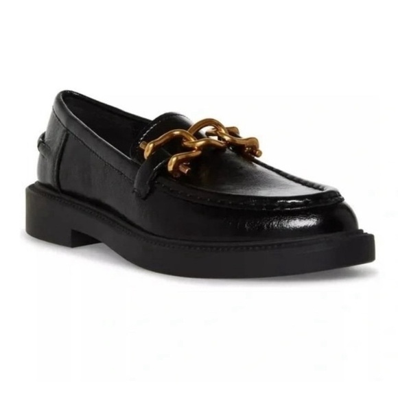 STEVE MADDEN Shoes $100 Karmine Women Flats Oxfords Black Leather Size 7.5M NWT - Picture 1 of 12